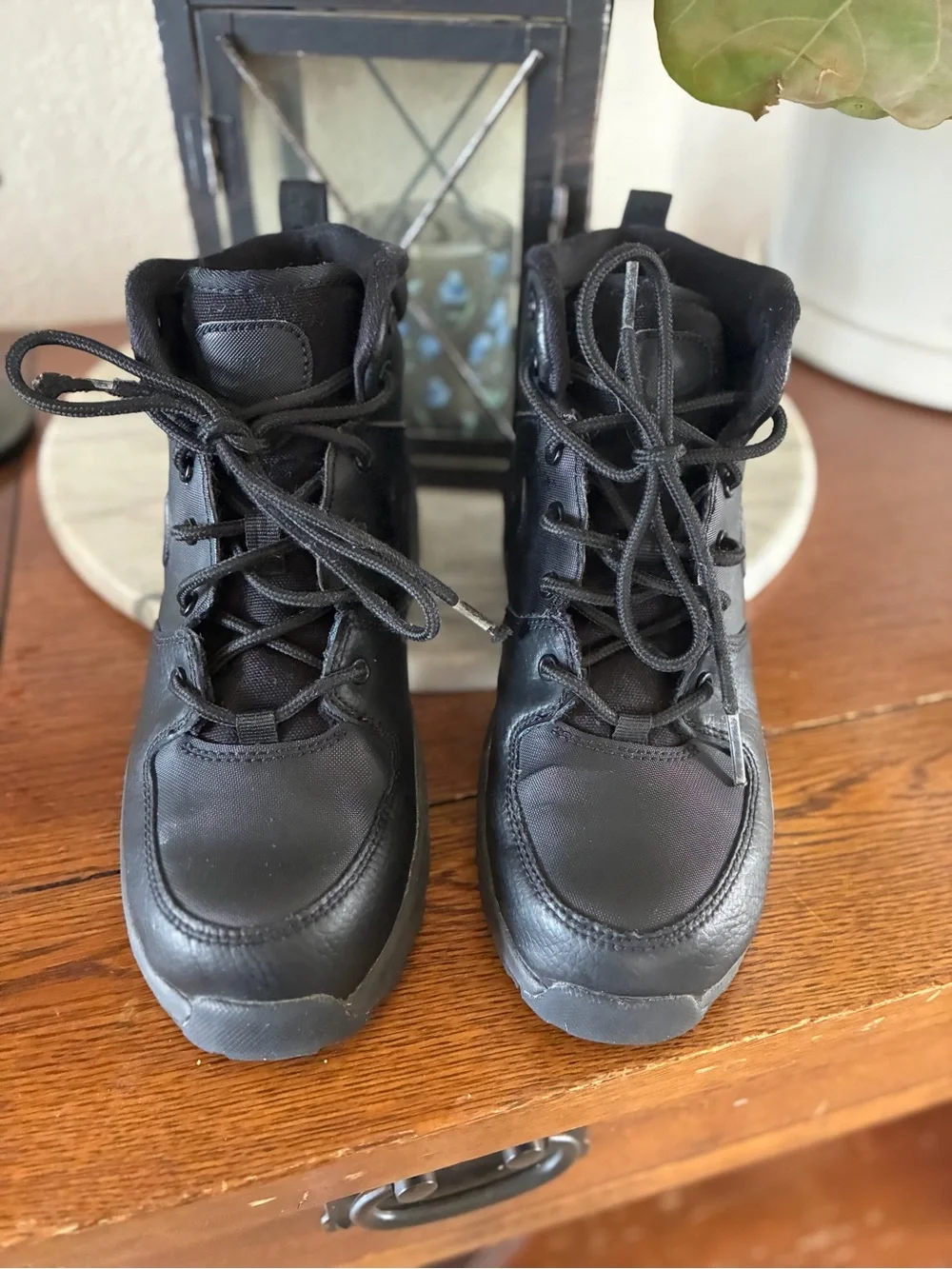 Nike Kids Black High-Top Lace-Up Boots